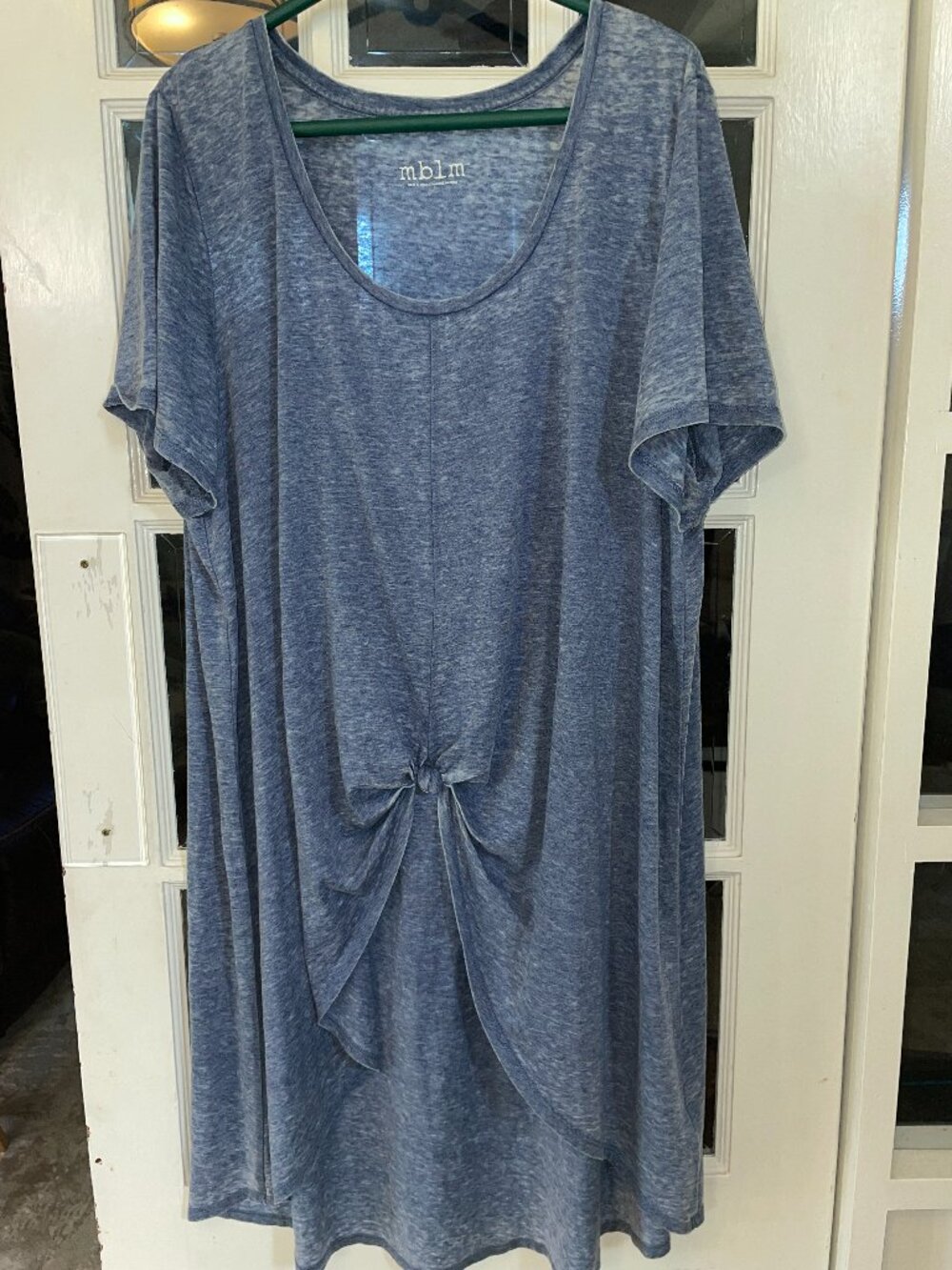 mblm Blue Twist Front Knot Hi Low Tunic Tee Plus Size 2X
